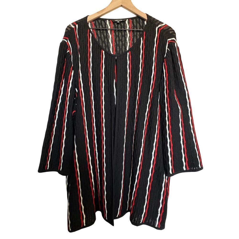 Misook Striped Knit Long Cardigan Jacket  OldMoney DarkAcademia Workwear 2X